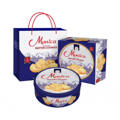 Hộp bánh quy bơ Monica 380g (xanh)